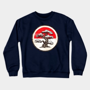 White bonsai tree on a vintage stylized japanese flag Crewneck Sweatshirt